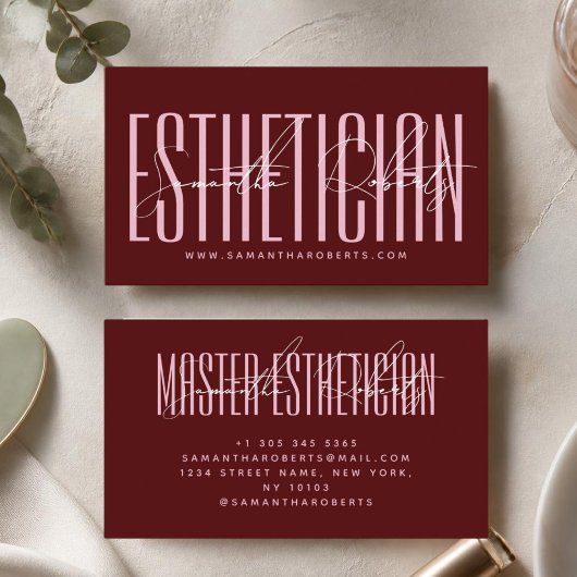 Estheticus modern typografie script rood visitekaartje