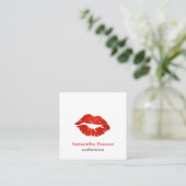 estheticus of Makeup Artist Red Lips Vierkante Visitekaartje (Staand voorkant)