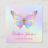 Estheticus pastel kleuren vlinder vierkante visitekaartje (Voorkant)