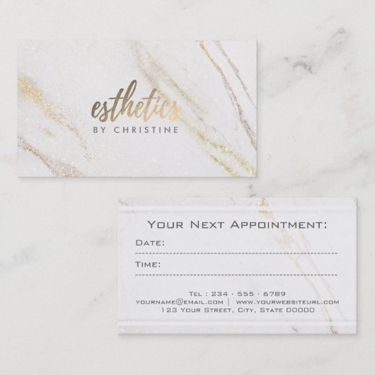 Estheticus witte marmeren achtergrond afsprakenkaartje (Voorkant / Achterkant)