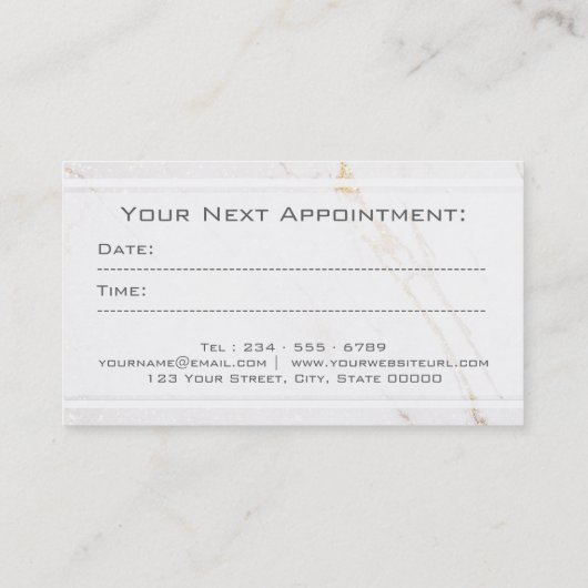 Estheticus witte marmeren achtergrond afsprakenkaartje (Achterkant)