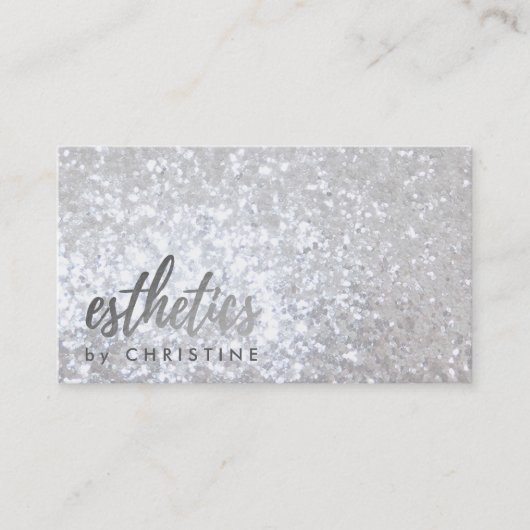 Esthetiek Faux Zilver Glitter Afspraakkaart Afsprakenkaartje (Voorkant)