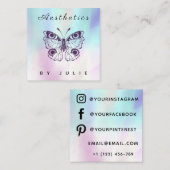 Esthetiek Holografisch Elegante Vlinder Modern Vierkante Visitekaartje (Voorkant / Achterkant)