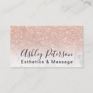 Esthetiek massagescript marmer roos gouden glitter visitekaartje
