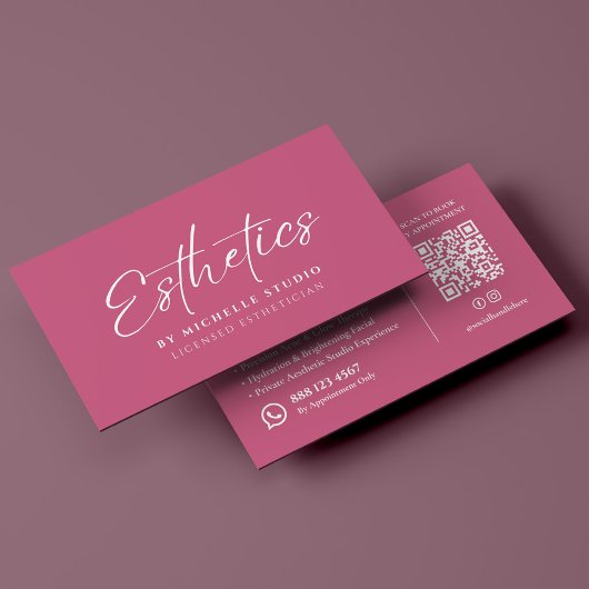 Esthetiek Script Roze Elegant Gecertificeerd Esthe Visitekaartje