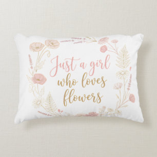 Esthetisch Alleen een Meisje dat van Bloemen Houd Accent Kussen