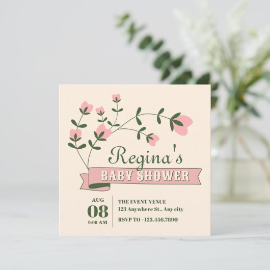 Esthetisch baby shower kaart (Staand voorkant)