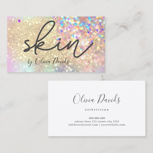 Esthetisch Beauty Gold Glitter Huidverzorgingssalo Visitekaartje (Voorkant / Achterkant)