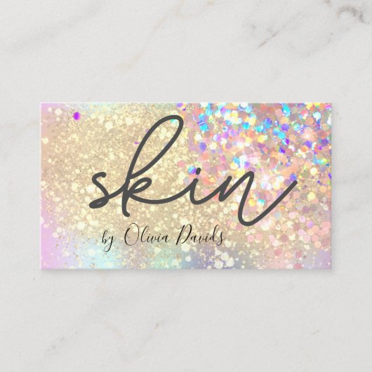 Esthetisch Beauty Gold Glitter Huidverzorgingssalo Visitekaartje (Voorkant)