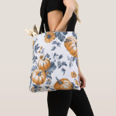 Esthetisch betegeld pompoenpatroon tote bag (Dichtbij)