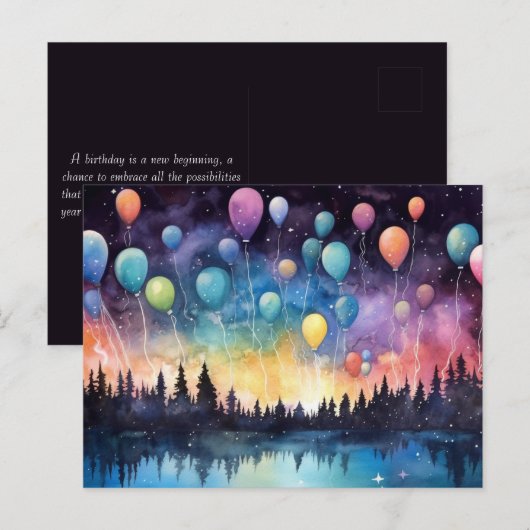 Esthetisch Birthday Lake Landscape Wenskaart Briefkaart (Voorkant / Achterkant)