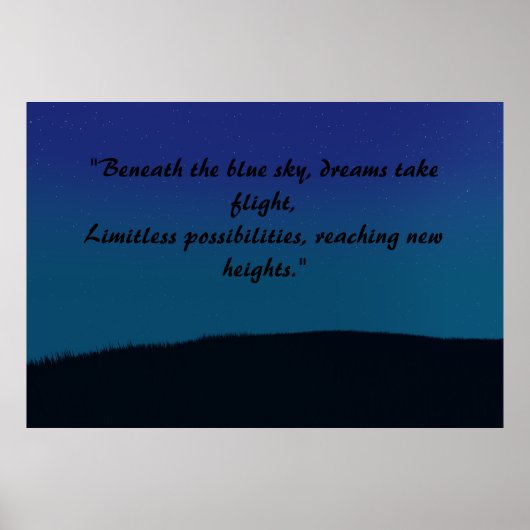  esthetisch blauw landschap poster (Voorkant)