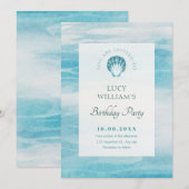 Esthetisch blauw zee verjaardag kaart (Voorkant / Achterkant)