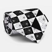 Esthetisch Bloemen Zwart & wit geruit patroon Stropdas (Opgerold)