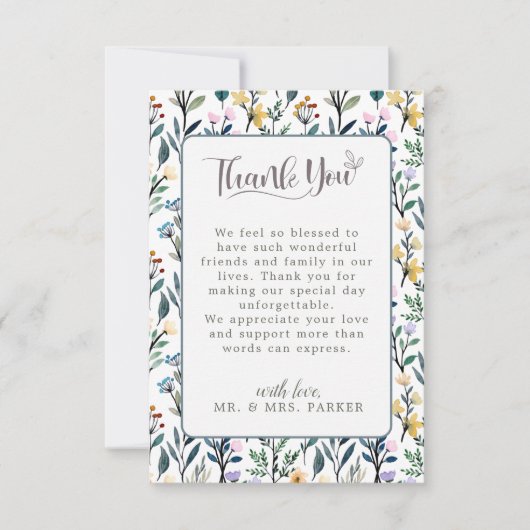 Esthetisch bloemend handgeschreven script voor bru bedankkaart (Voorkant)