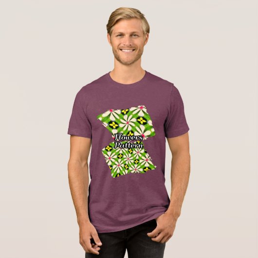 Esthetisch bloemenpatroon Tri-Blend shirt (Voorkant volledig)