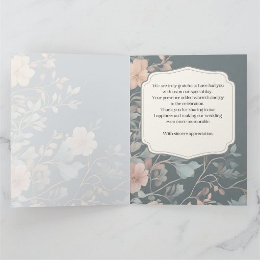 esthetisch bloemmotief dank u bruiloft kaart (Binnen)