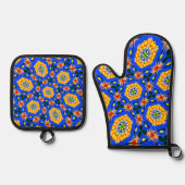 esthetisch bloemmotief ovenwant & pannenlap set (Voorkant)