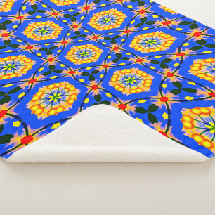 esthetisch bloemmotief sherpa deken