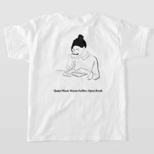 Esthetisch boek en koffie lijn kunst T-shirt