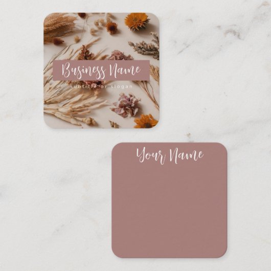 esthetisch | Boho | gedroogde bloem | Visitekaartj Vierkante Visitekaartje (Voorkant / Achterkant)