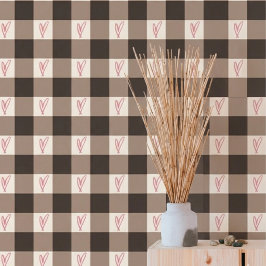 Esthetisch Bruin Hart Gingham Textuur Behang