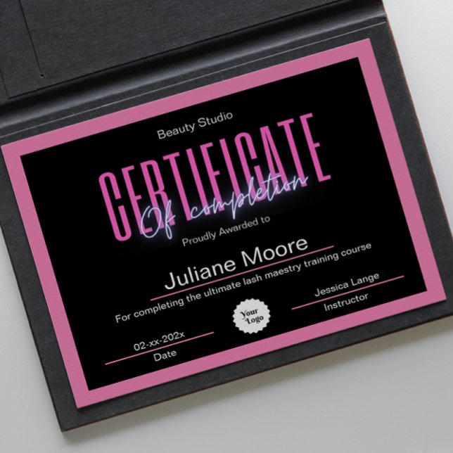 Esthetisch Certificaat van Voltooiing Awards Roze (Esthetician Certificate Of Completion Awards Pink)