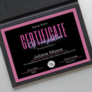 Esthetisch Certificaat van Voltooiing Awards Roze