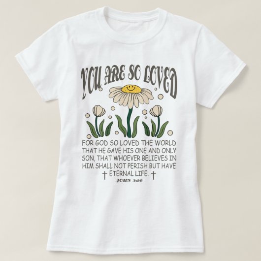 Esthetisch Christelijk, je bent zo geliefd Bijbelv T-shirt (Design voorkant)
