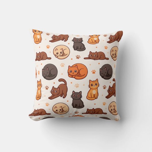 Esthetisch cute kattenpatroon speelse kitten kussen (Voorkant)