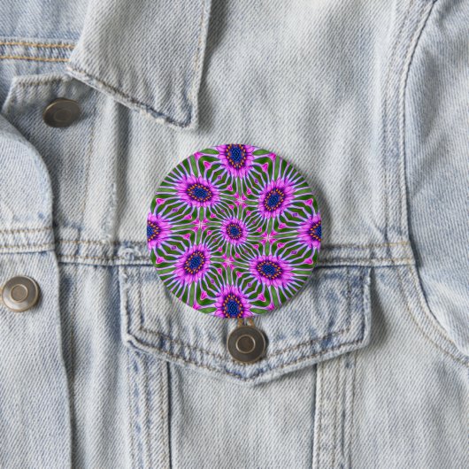 Esthetisch daisy-patroon ronde button 7,6 cm (In situ)