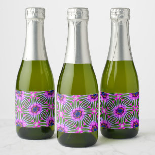 Esthetisch daisy-patroon sparkling wijnetiket