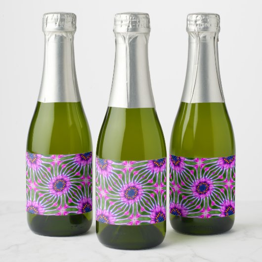 Esthetisch daisy-patroon sparkling wijnetiket (Flessen)