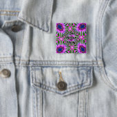 Esthetisch daisy-patroon vierkante button 5,1 cm (In situ)