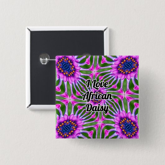 Esthetisch daisy-patroon vierkante button 5,1 cm (Voorkant /achterkant)