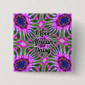 Esthetisch daisy-patroon vierkante button 5,1 cm (Voorkant)