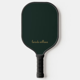 Esthetisch Donkergroen Chic Gold Script Monogram Pickleball Paddle
