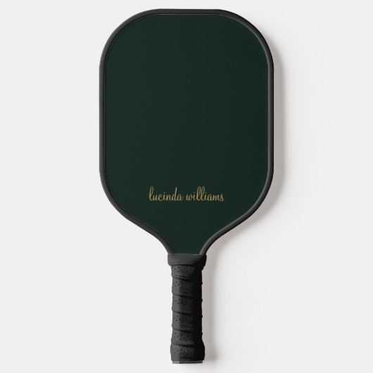 Esthetisch Donkergroen Chic Gold Script Monogram Pickleball Paddle (Voorkant)