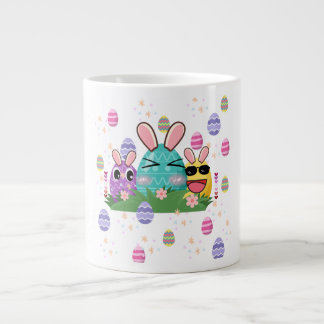 Esthetisch en leuk paaseipatroon grote koffiekop