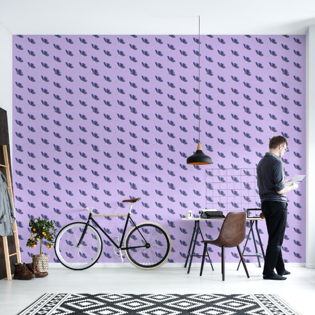 Esthetisch Ethische Lavendel Vlinder Patroon Behang (Woonkamer)