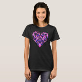 Esthetisch Flaming Heart Paarse Roze Vuurvlam T-shirt (Voorkant volledig)