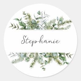Esthetisch fris groen personaliseren naam ronde sticker