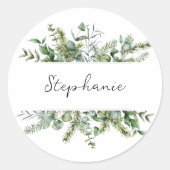 Esthetisch fris groen personaliseren naam ronde sticker (Voorkant)