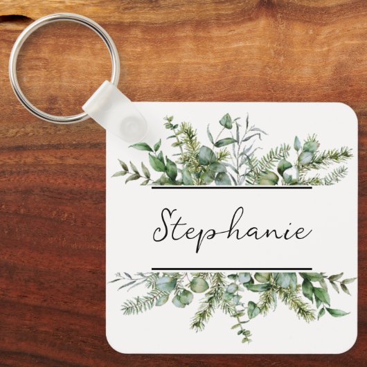 Esthetisch fris groen personaliseren naam sleutelhanger (Voorkant)