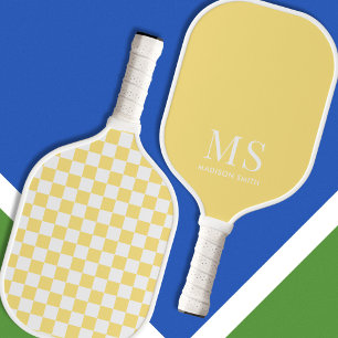 Esthetisch geel geruit monogram pickleball paddle