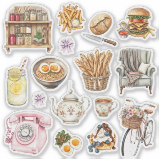 Esthetisch Geluk: Minimalistische Sticker Set (Voorkant)