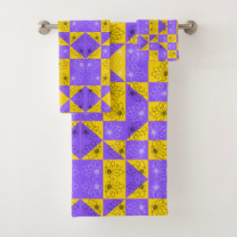 Esthetisch geometrisch schaakbord Bloemmotief Bad Handdoek