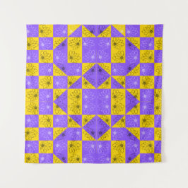 Esthetisch geometrisch schaakbord Bloemmotief Wandkleed