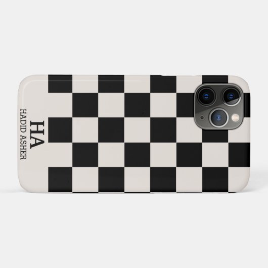 Esthetisch geruite retro monogram Initialen Case-Mate iPhone Case (Achterkant (horizontaal))