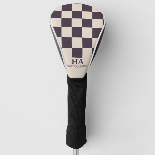 Esthetisch geruite retro monogram Initialen Golfheadcover (Voorkant)